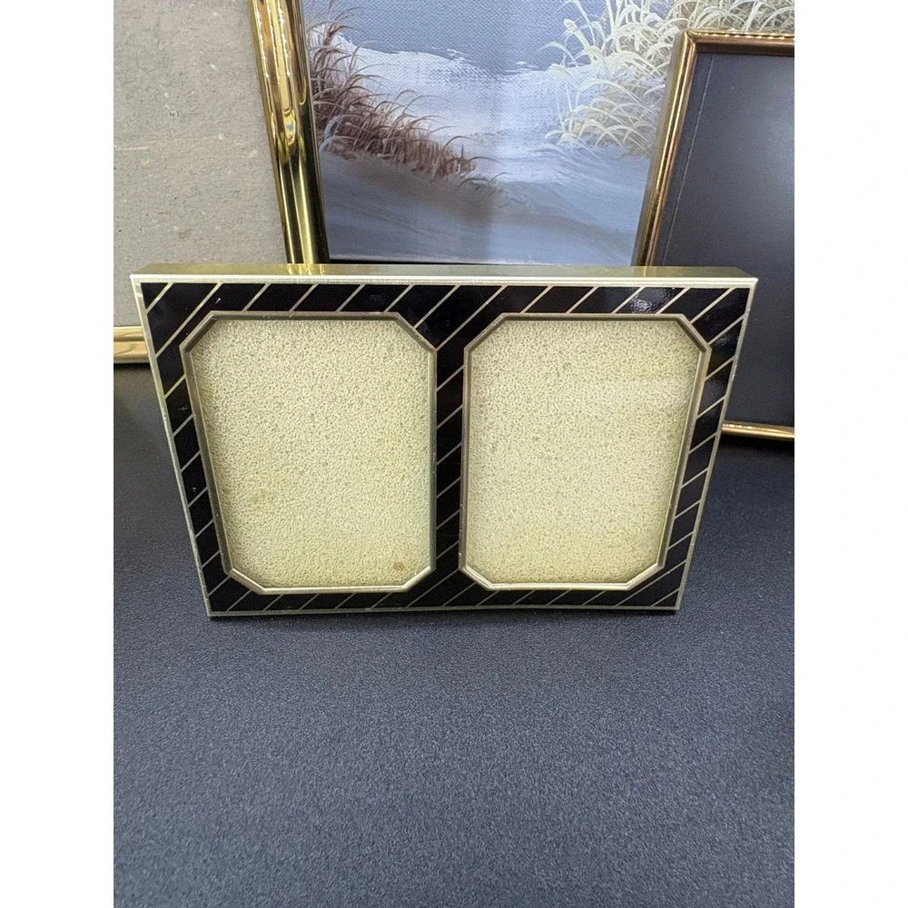 Vintage Gold Picture Frame Lot Michaels 4x5 Double Hinge Tabletop Decor Set 5